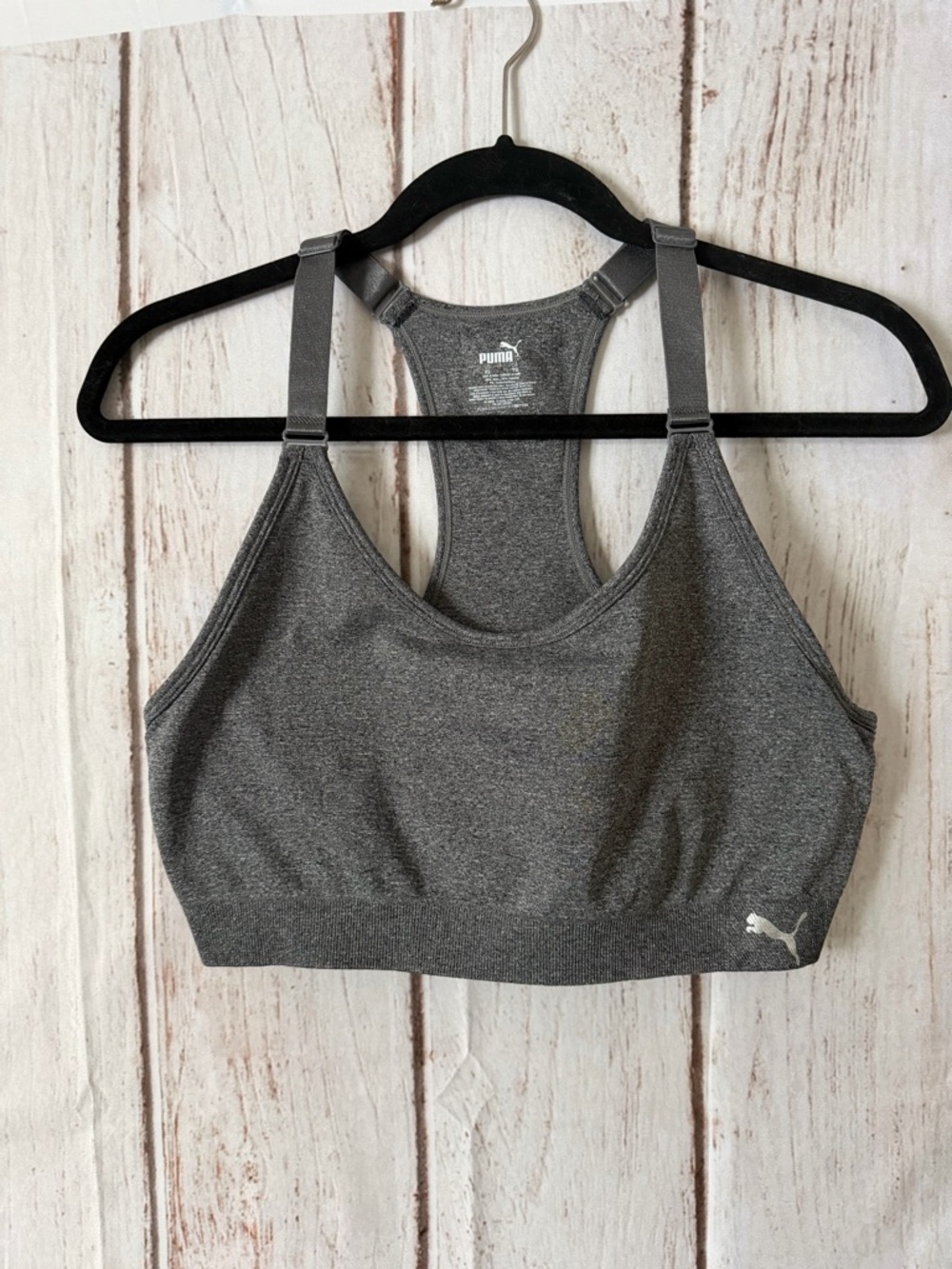 Puma Gray Racerback Seamless Sports Bra